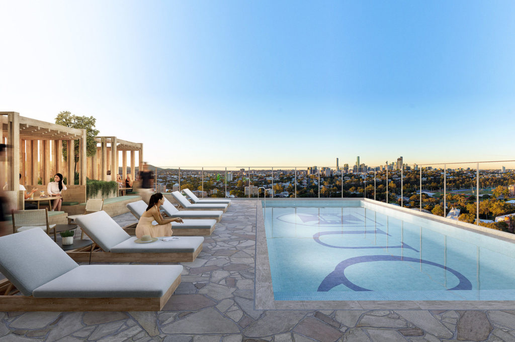 Socials Spaces inc. Roof Top Pool Deck at UQ Res